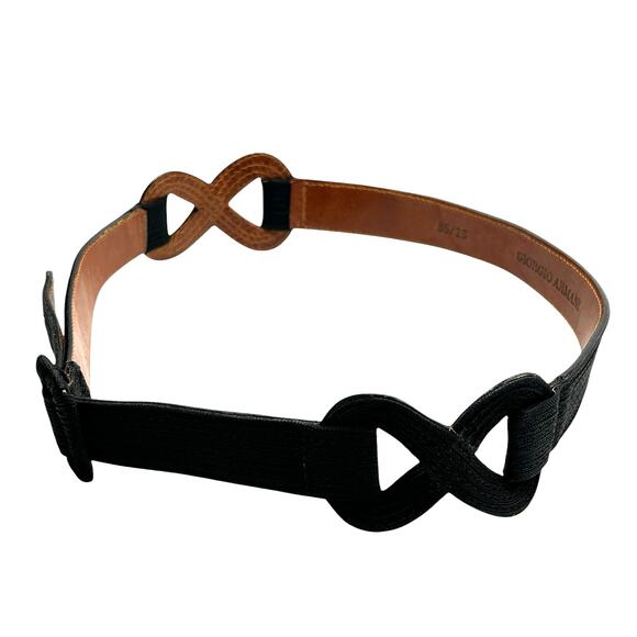 Vintage Giorgio Armani Black Waist Belt XS Fabric Buckle Italy - Picture 6 of 7